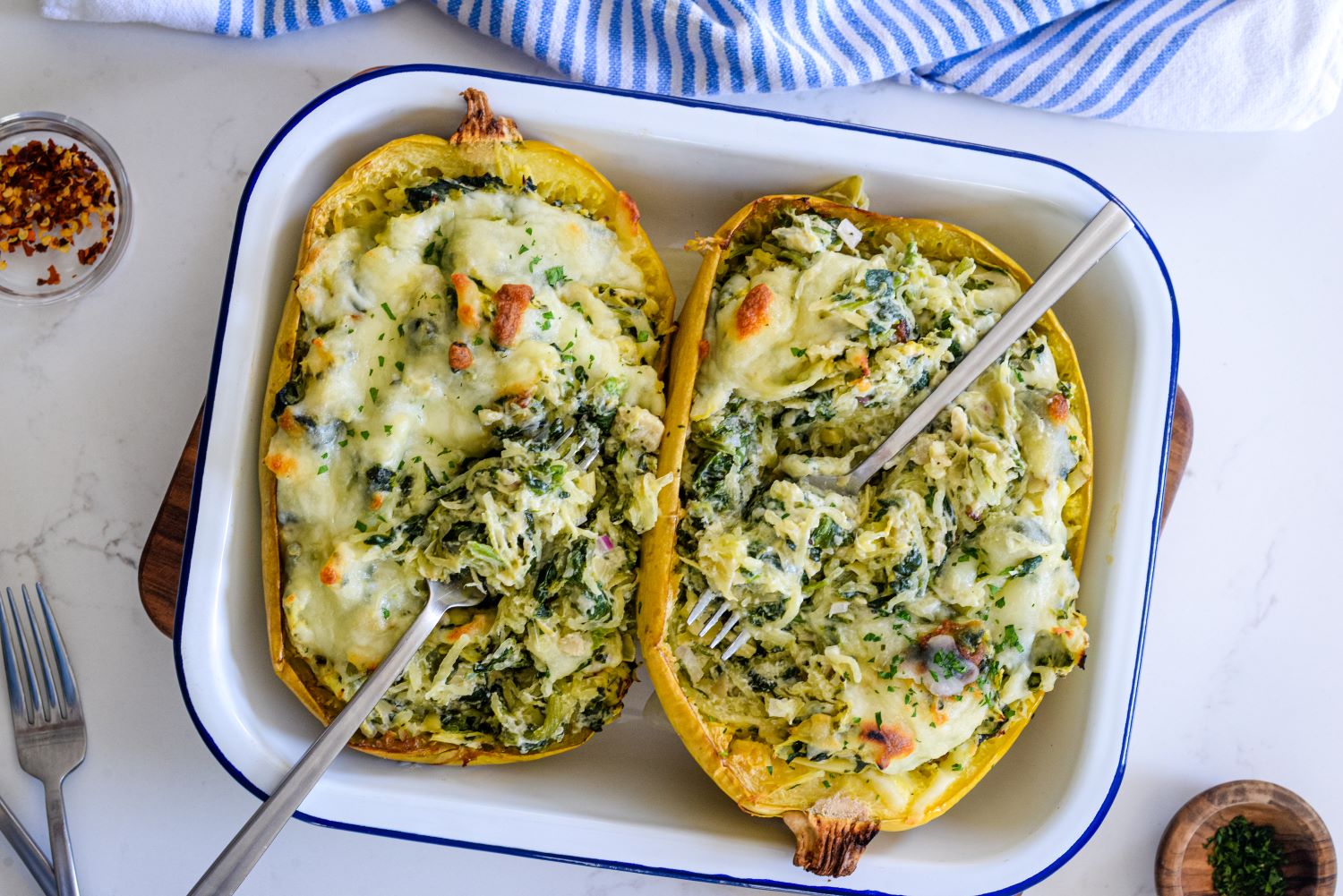 Cheesy Spinach Artichoke Stuffed Spaghetti Squash | U.S. Dairy