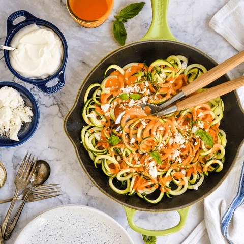 Zucchini Noodles in Greek Yogurt Romesco Sauce | U.S. Dairy