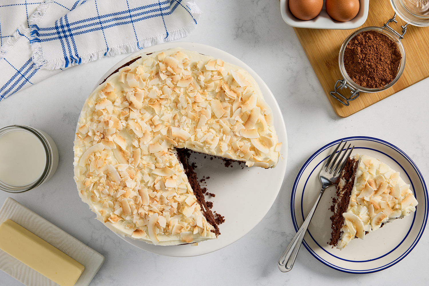 Chocolate Coconut Cake with Cream Cheese Frosting | U.S. Dairy