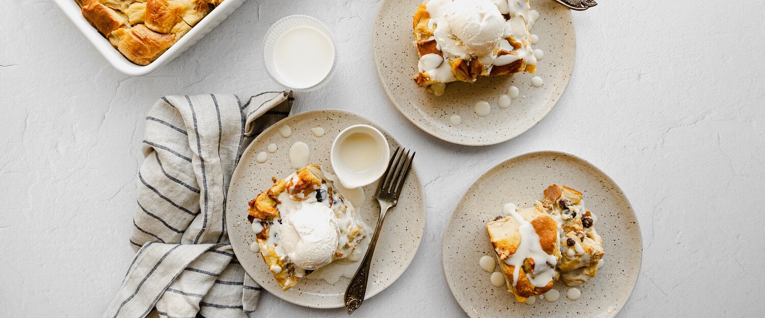Cinnamon Raisin Bread Pudding in Vanilla Sauce | U.S. Dairy