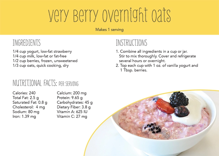 Overnight Oats Recipe With Frozen Fruit U S Dairy